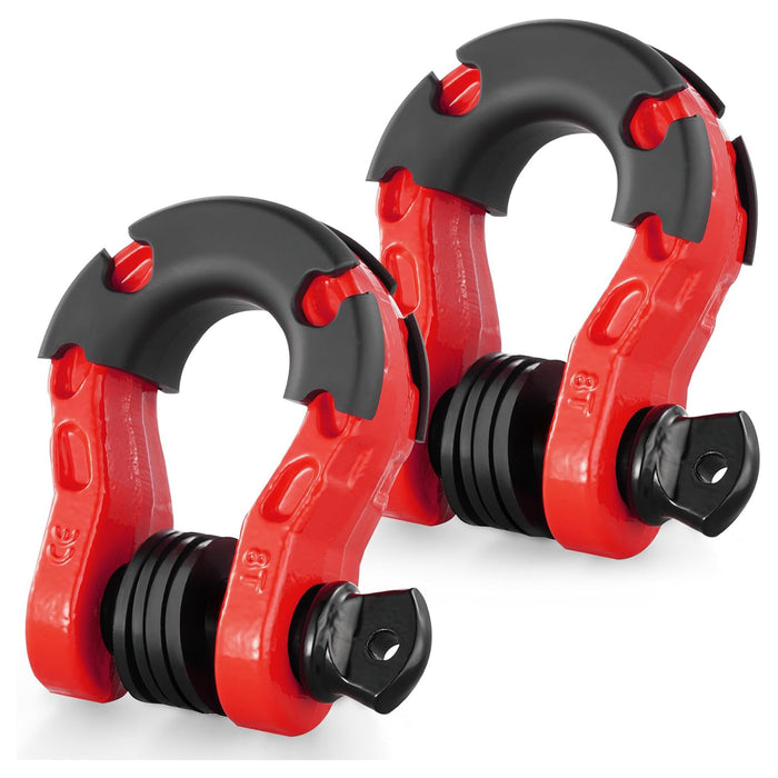 8 Ton Red D-Ring Shackles Red Set of 2