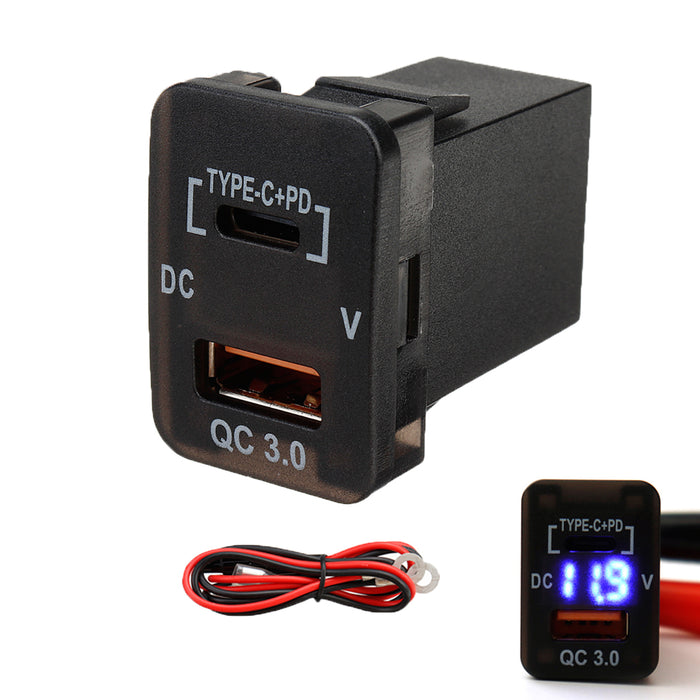 Toyota Hilux USB and C-Type Charger With Voltmeter 2016+