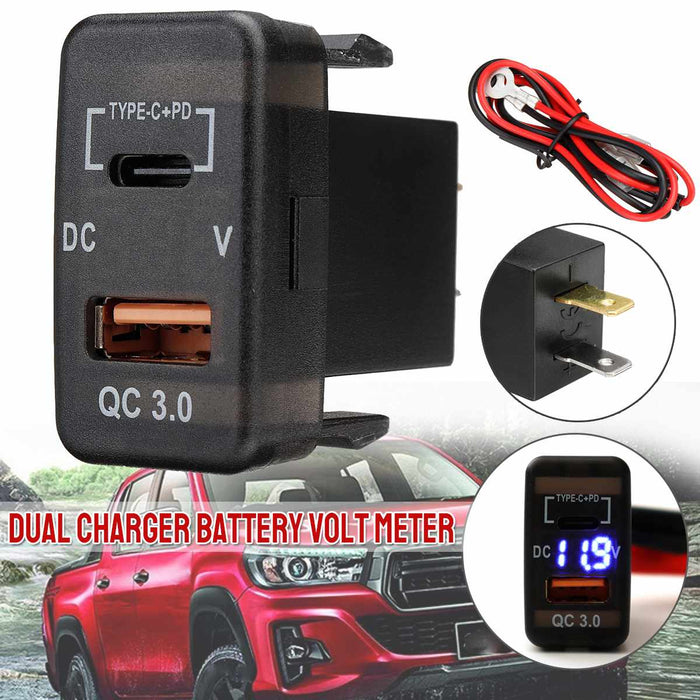 Toyota Hilux USB and C-Type Charger With Voltmeter 2016+