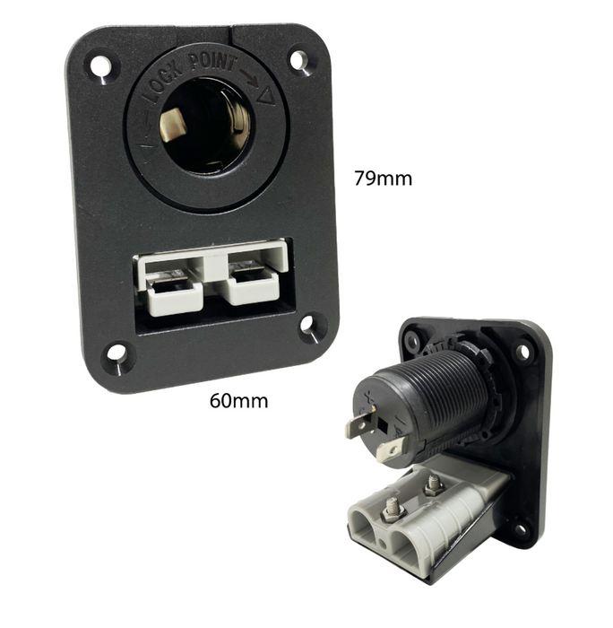 Square Connector Panel With 12V Cigarette Lighter Socket