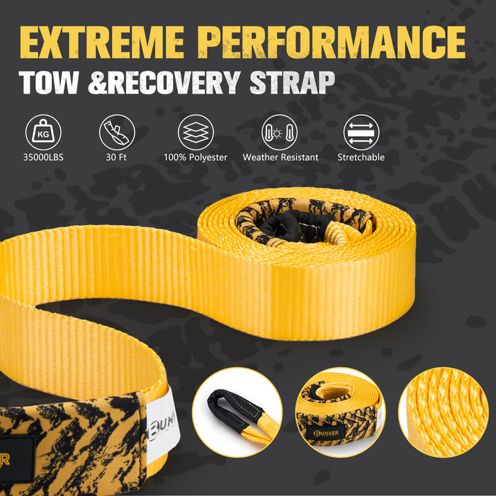 Bunker Indust Snatch Tow Strap with Shackles 9M