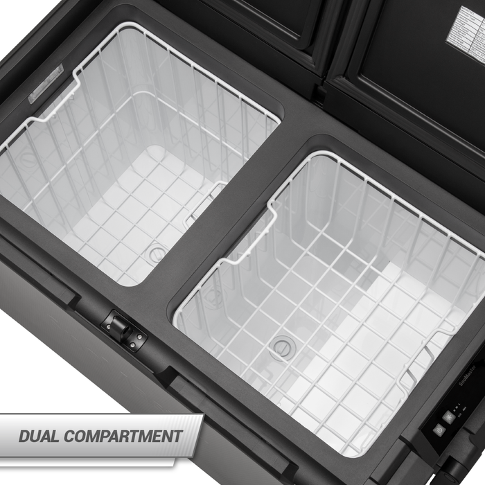 60L Dual Compartment Mobile Fridge/Freezer AC/DC - Stainless Steel