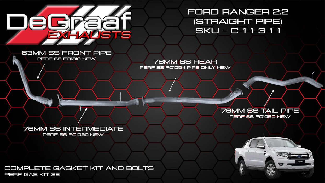 Ford Ranger DE GRAAF Exhaust 2.2 2012 - 2022