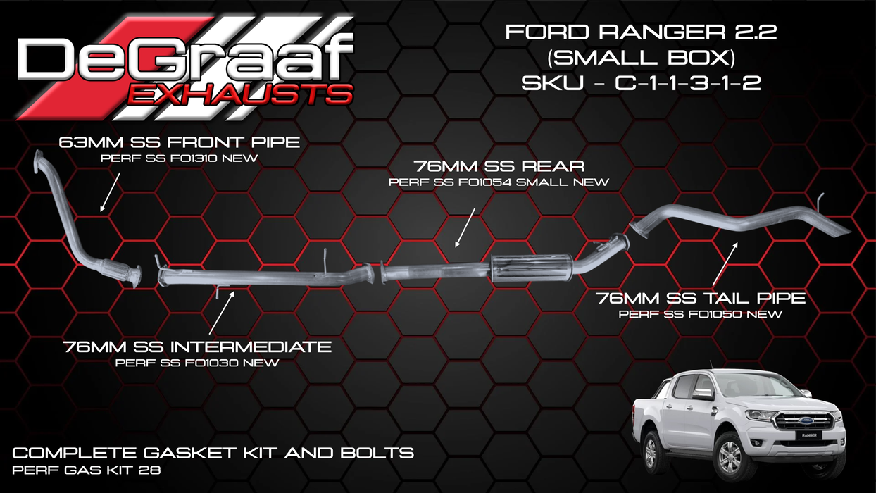 Ford Ranger DE GRAAF Exhaust 2.2 2012 - 2022