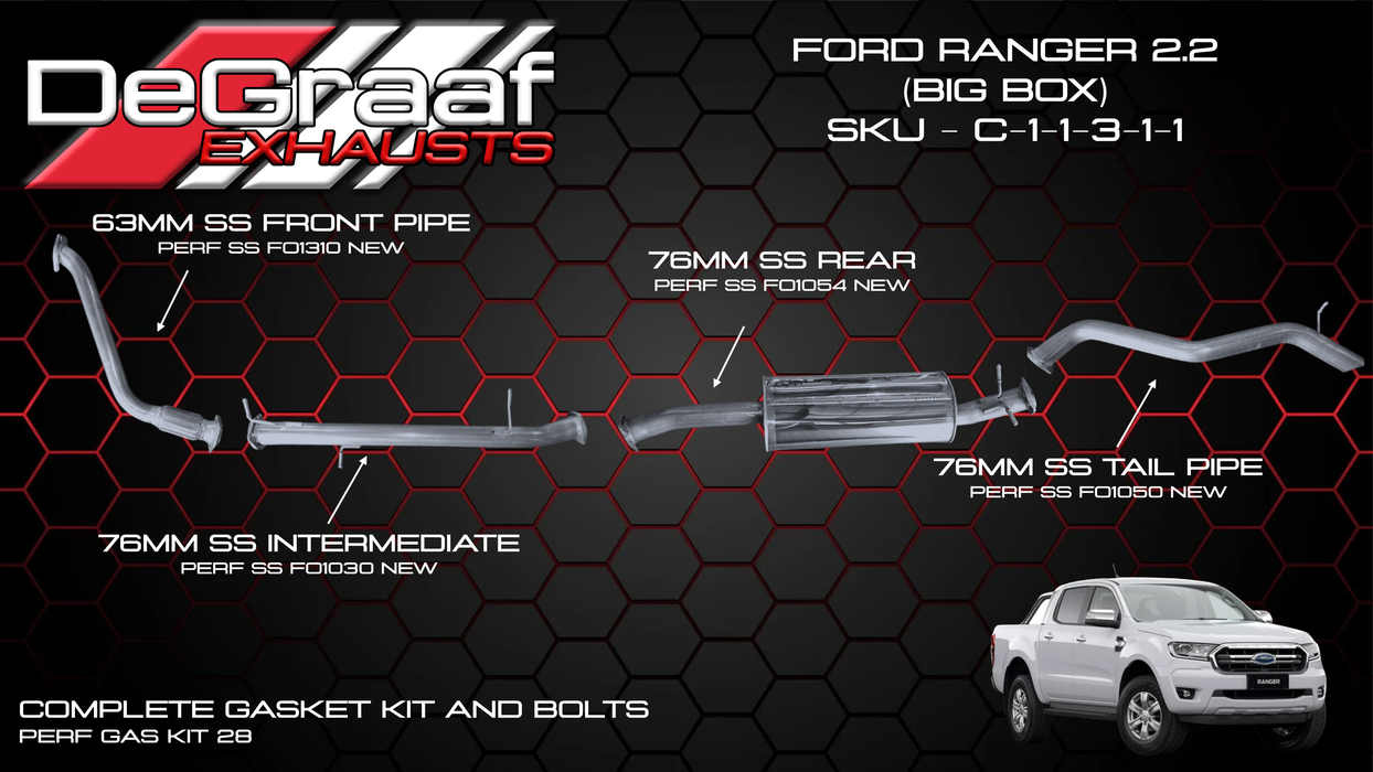 Ford Ranger DE GRAAF Exhaust 2.2 2012 - 2022