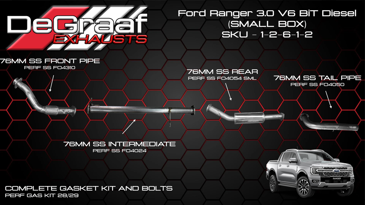 Ford Ranger DE GRAAF Exhaust 2023+ 3.0 V6