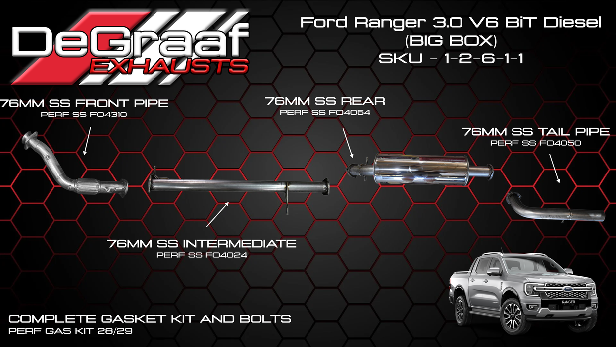 Ford Ranger DE GRAAF Exhaust 2023+ 3.0 V6