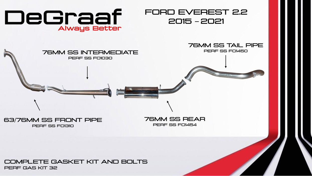 Ford Everest DE GRAAF Exhaust System 2015 - 2021