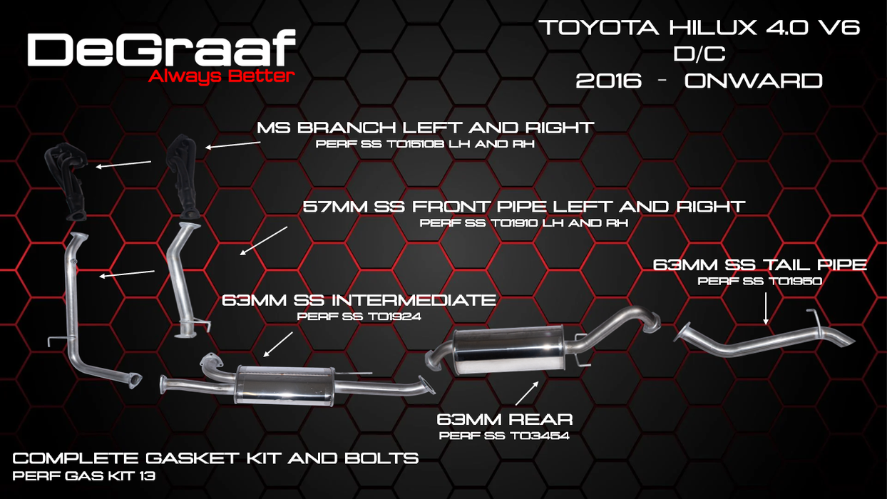 Toyota Hilux DE GRAAF Exhaust 2016 - 2026 4.0 V6