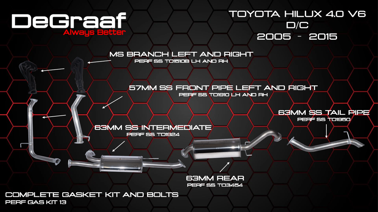 Toyota Hilux DE GRAAF Exhaust 2005 - 2015 4.0