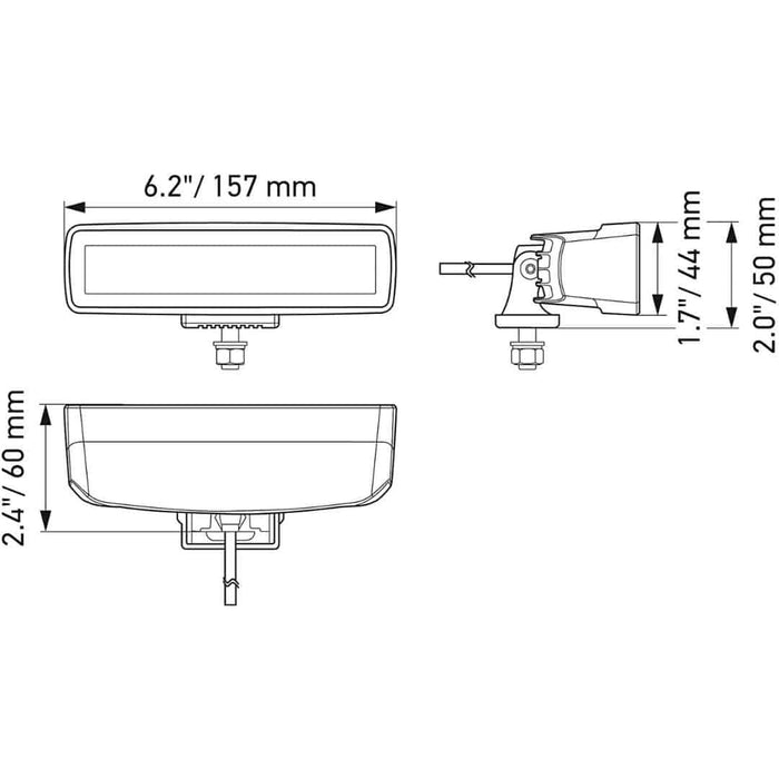 Hella Black Magic LED Mini Lightbar 6.2˝ Single (Spot)