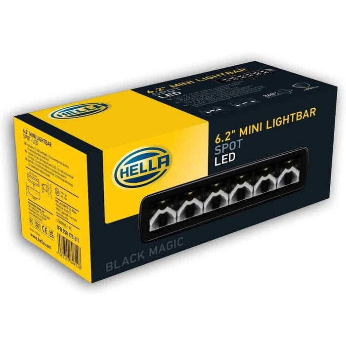 Hella Black Magic LED Mini Lightbar 6.2˝ Single (Flood)