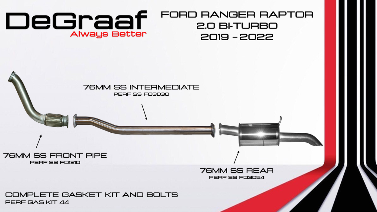 Ford Ranger Raptor DE GRAAF Exhaust 2019+ 2.0 BI - Turbo
