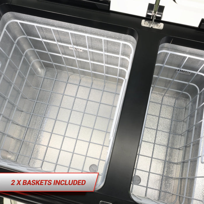 75L Metal/Plastic Dual Compartment Mobile Fridge/Freezer AC/DC