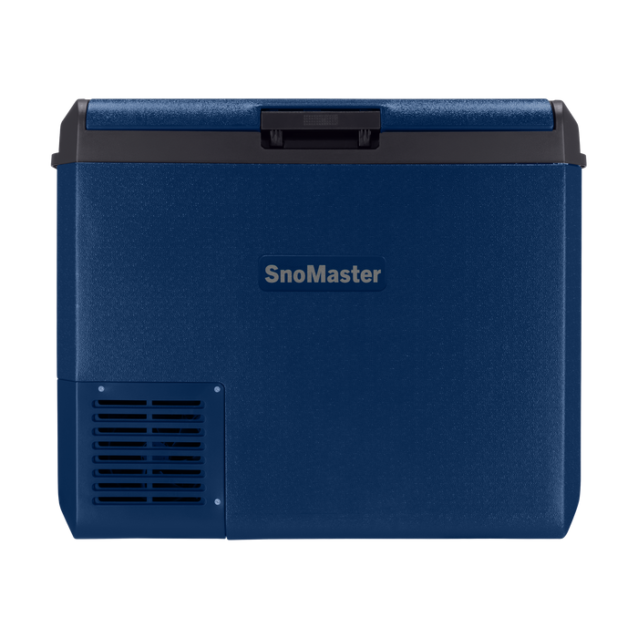 SnoMaster 60L Plastic Dual Compartment (Single Lid) Mobile Fridge/Freezer DC With 220V Power Adapter – Blue