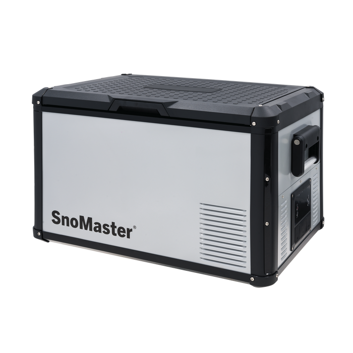 SnoMaster 60L Metal/Plastic Single Compartment Mobile Fridge/Freezer AC/DC – Silver With Black Trim