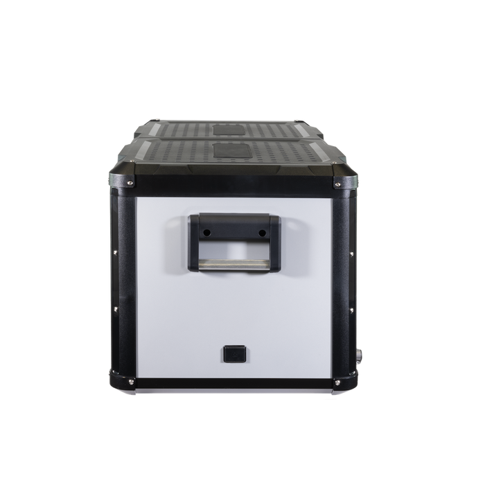 SnoMaster 90L Metal/Plastic Dual Compartment Mobile Fridge/Freezer AC/DC – Silver With Black Trim
