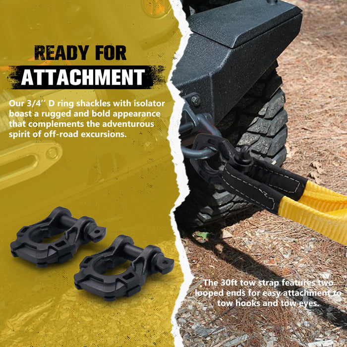 Bunker Indust Snatch Tow Strap with Shackles 9M