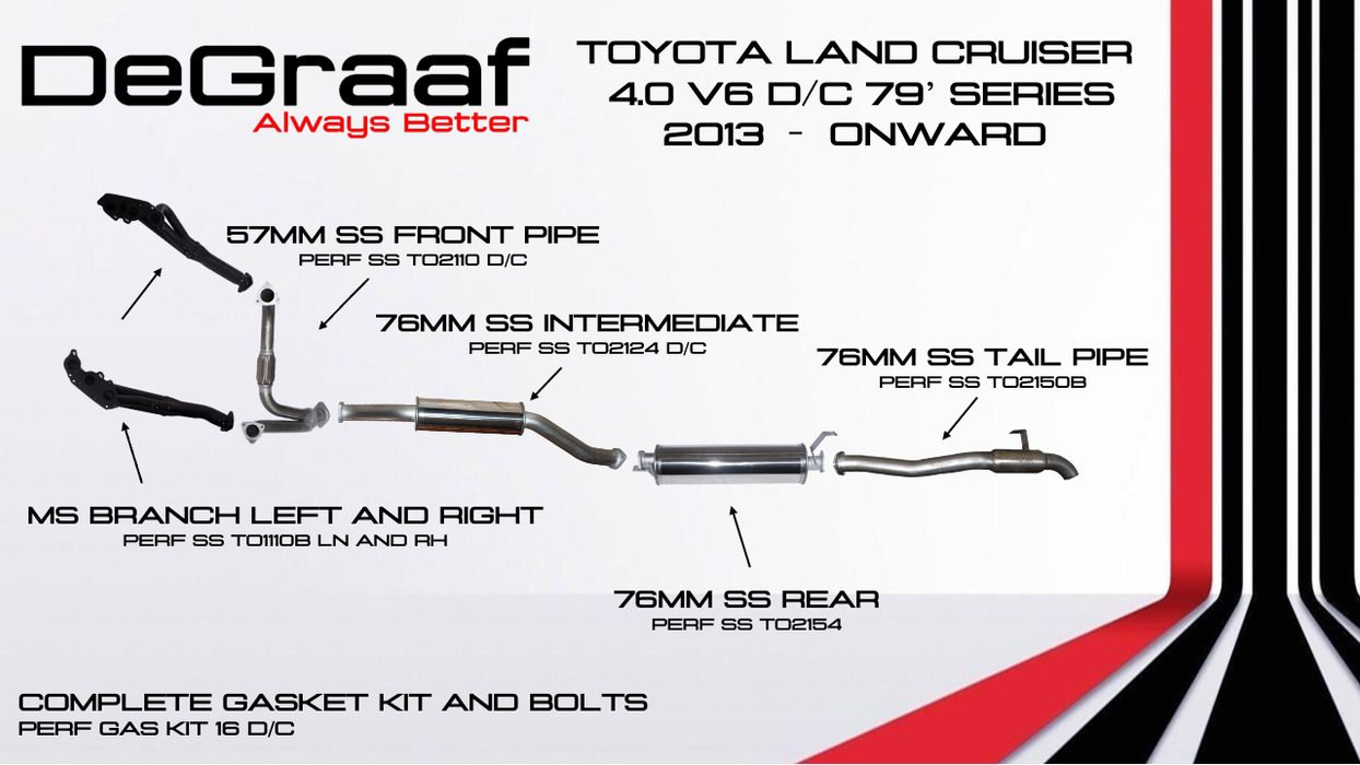 Toyota Land Cruiser DE GRAAF Exhaust 4.2 & 4.0 79 Series
