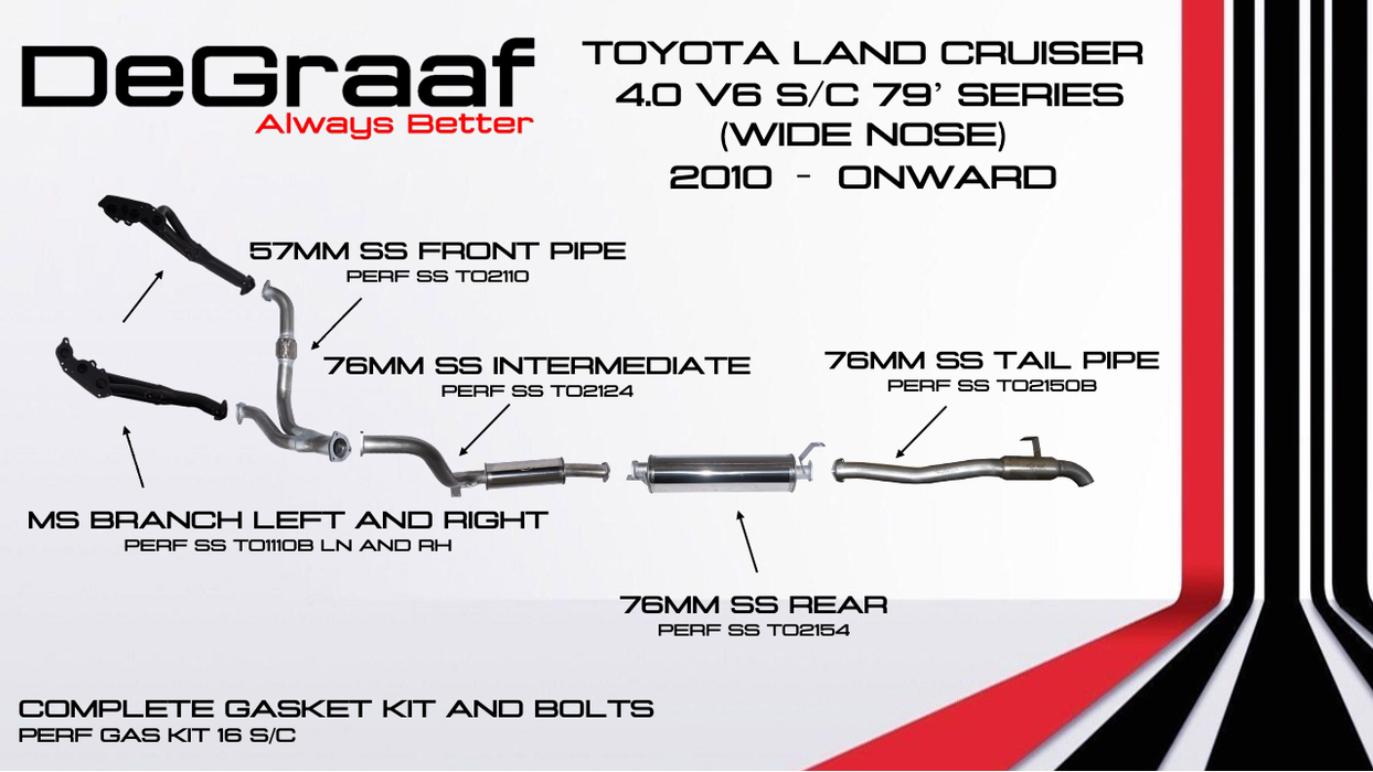 Toyota Land Cruiser DE GRAAF Exhaust 4.2 & 4.0 79 Series