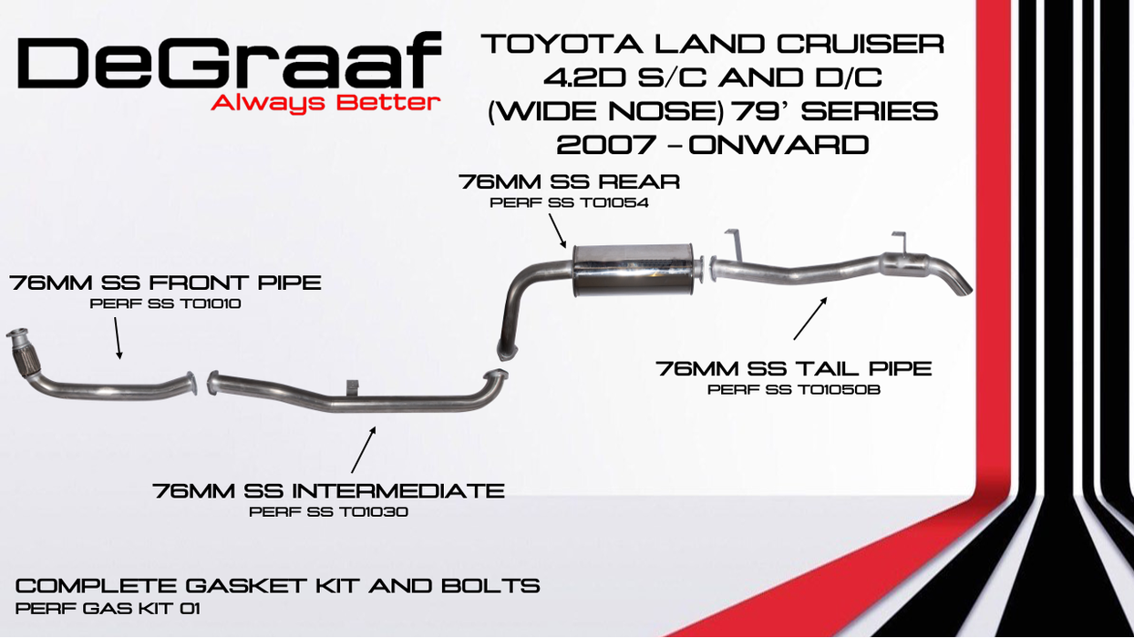 Toyota Land Cruiser DE GRAAF Exhaust 4.2 & 4.0 79 Series
