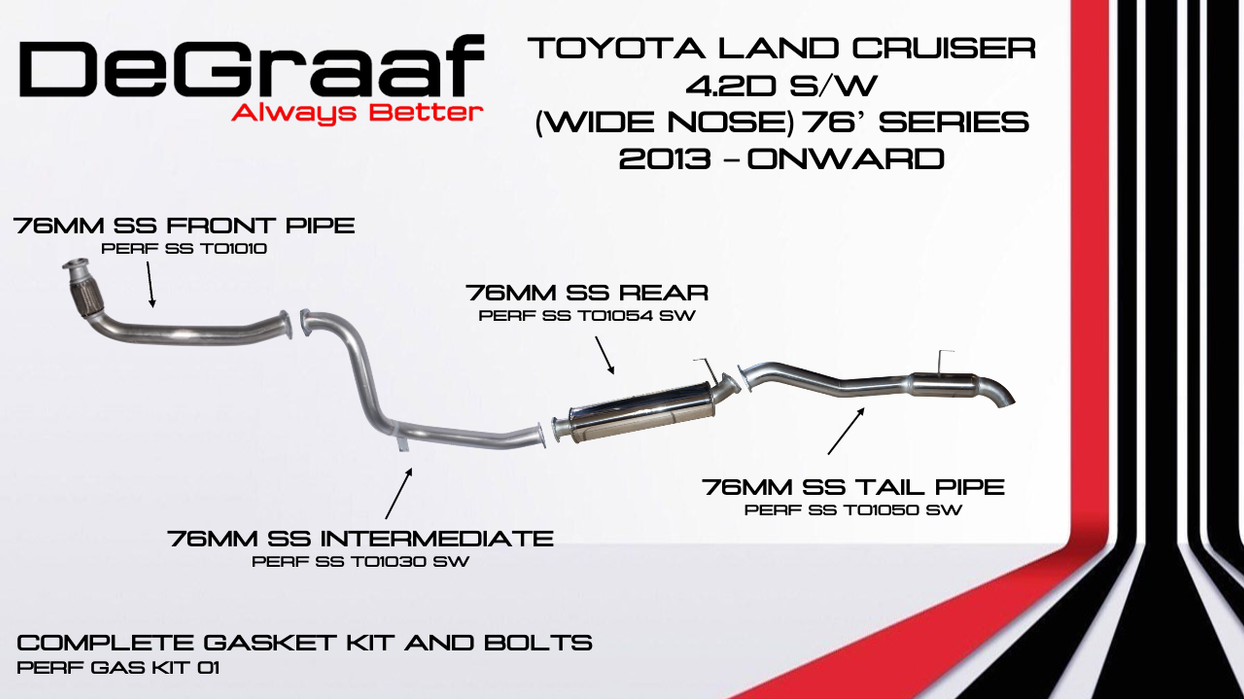 Toyota Land Cruiser DE GRAAF Exhaust 2.8 & 4.2 76 Series