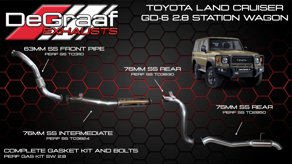 Toyota Land Cruiser DE GRAAF Exhaust 2.8 & 4.2 76 Series