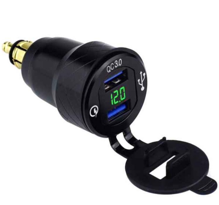 QC3 Dual USB Charger With Voltmeter