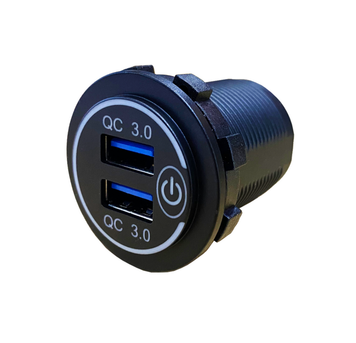 Dual USB QC3 Charger Socket With Switch